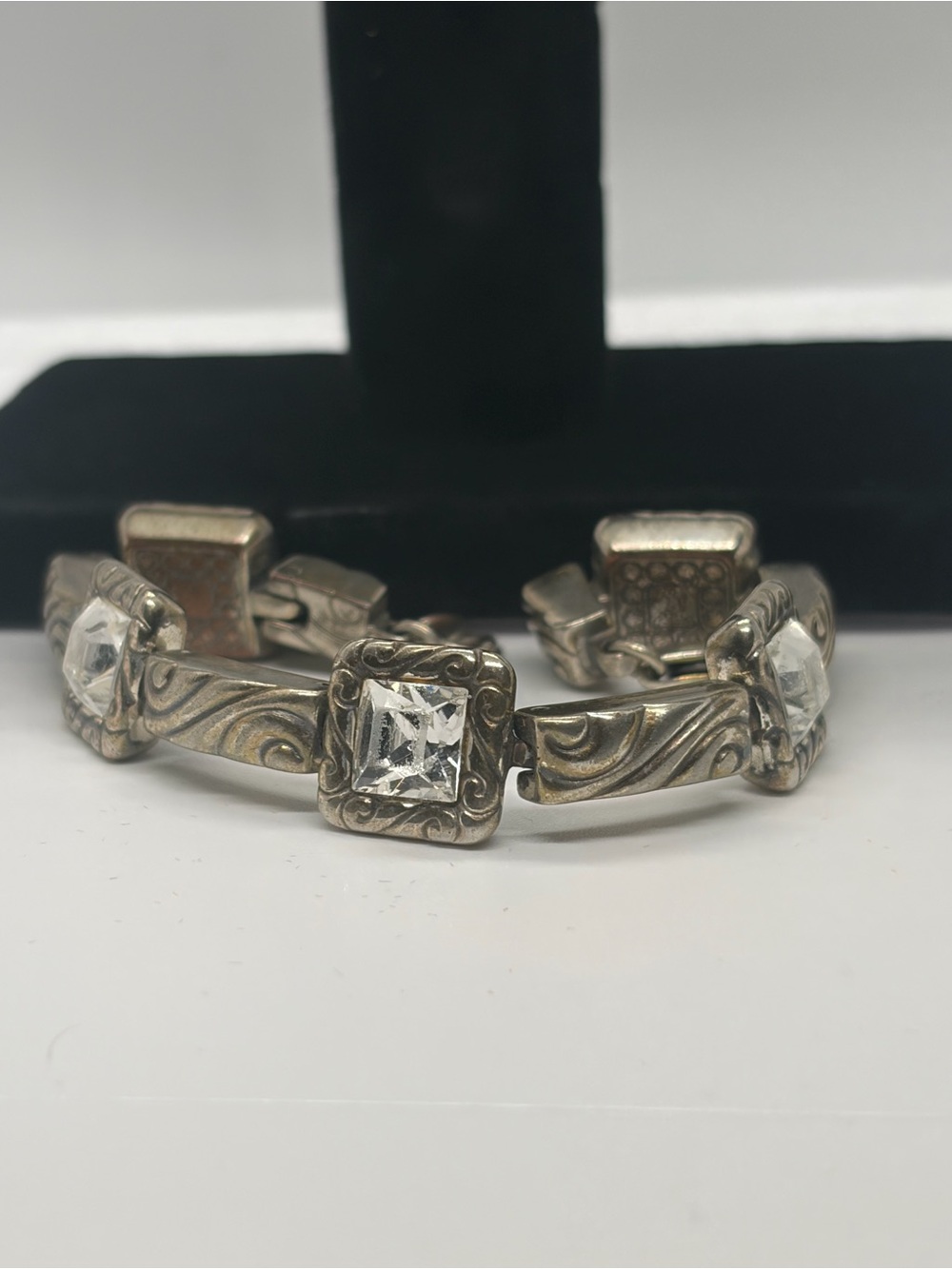 Brighton Silver-Tone Bracelet with Clear Square Crystals